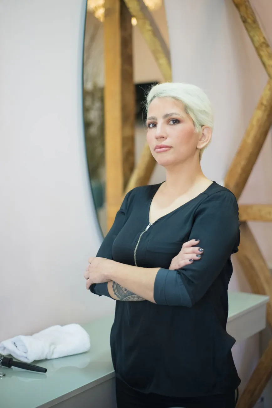 Sofia Marchetti, master colorist, portrait in a modern salon